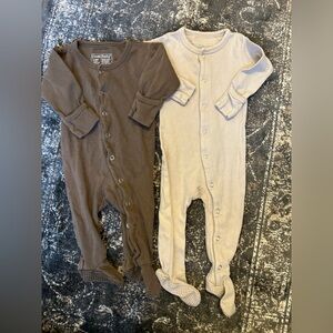 L'ovedbaby Chocolate and Beige One Piece Footies